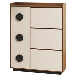 三梦超薄鞋柜家用门口入户中古风翻斗实木极窄鞋柜玄关柜一体收纳