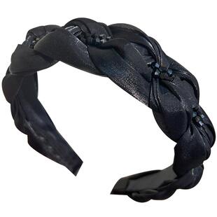 2025新款黑色高颅顶发箍女款头箍压发卡发捆头饰发旅发窟麻花头窟