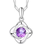 天然紫水晶项链女999纯银紫色宝石吊坠女款2025新款女士圣诞礼物