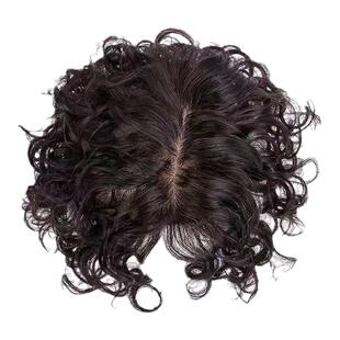 头顶补发片女遮白发补头顶假发片真发无痕卷发自然发顶蓬松卷短发