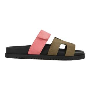 牛皮版厚底二舅h拖鞋女2024夏新款真皮魔术贴休闲凉鞋外穿一字拖