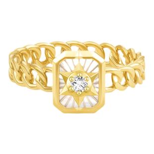 MONOLOGUE独白北纬三十度玛雅钻石白贝18k金方糖戒指MA1749新年礼