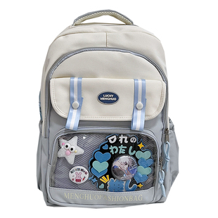 日系百搭高颜值简约双肩背包学生大容量装书ins休闲书包痛包娃包