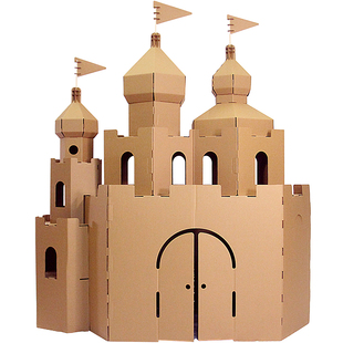 公主城堡瓦楞纸箱游戏屋幼儿园纸板帐篷房子布置手工diy涂鸦