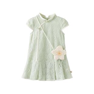 戴维贝拉女童连衣裙夏装新款中大童国风裙子莱赛尔儿童公主裙