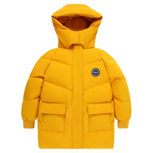 英氏童装羽绒服男童2025冬新款白鸭绒保暖连帽中长款冬装儿童外套