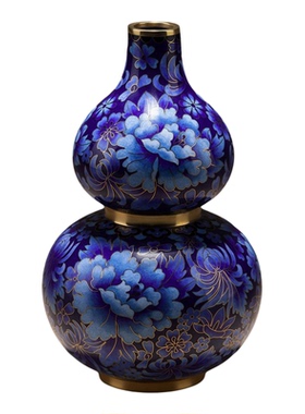 铜师傅景泰蓝牡丹福禄葫芦摆件