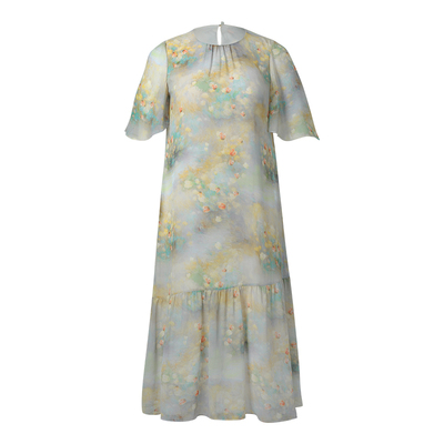 美丽客栈油画感度假风印花连衣裙