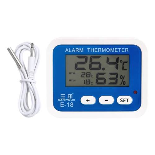 三印E-18冰箱电子报警温湿度计带探头医药房家用冷藏冷冻温湿度计