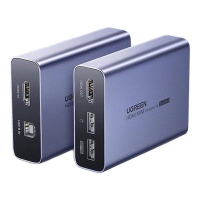 绿联hdmi kvm延长器单网线网络传输150米带usb口键盘鼠标转网口传输1080高清视频rj45转换光纤信号增强放大器