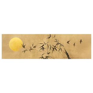 茶室背景墙装饰挂画禅意新中式装饰画自粘墙壁茶文化墙面壁画横版