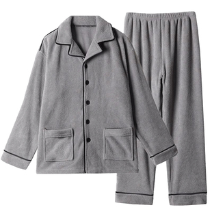 男士睡衣男款冬季加绒加厚珊瑚绒秋冬款法兰绒2026新款家居服套装