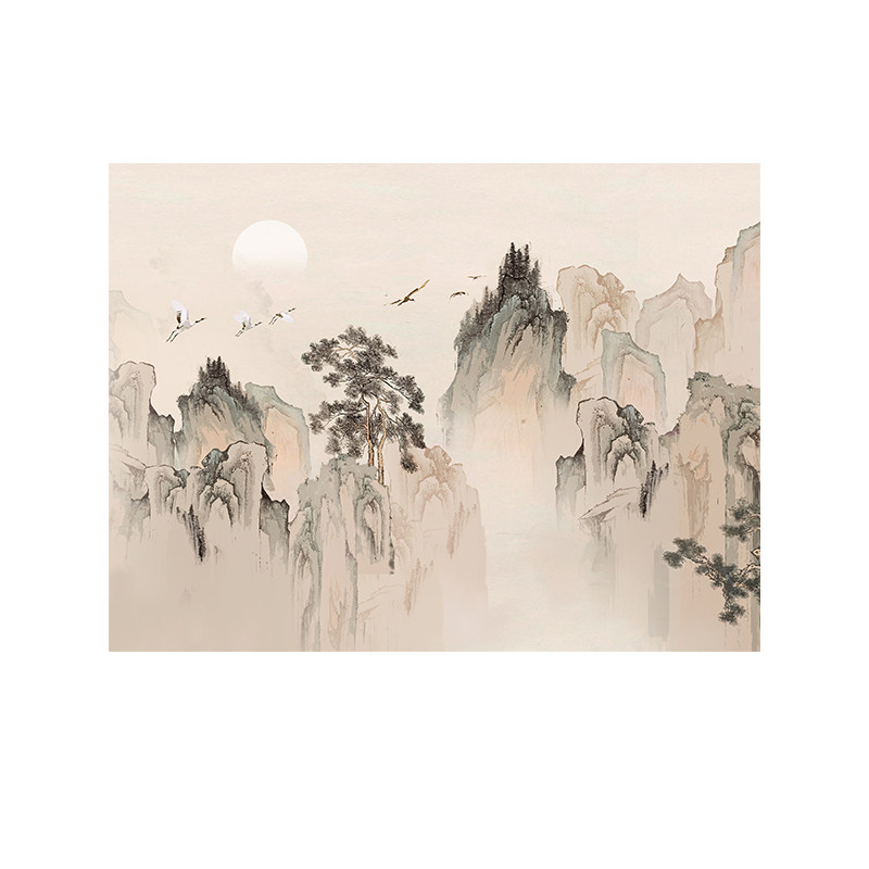 宋代美学山水画卫生间瓷砖背景墙
