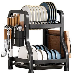 厨房置物架碗碟收纳架窄小型沥水架家用放碗架筷盒碗柜多层抽拉