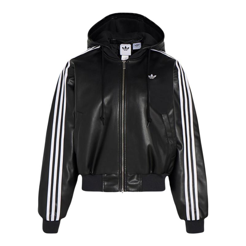 【自营】Adidas阿迪达斯女三叶草夹克棉衣可拆卸连帽短棉服KU6857