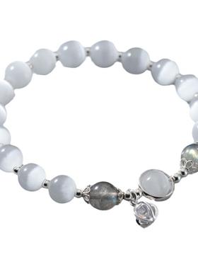 无戒纯银手链猫眼月光石