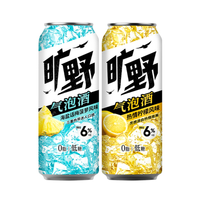 U先-旷野气泡果酒低糖柠檬味/海盐话梅菠萝味500ml/罐6度劲爽