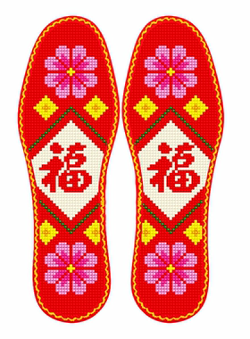 云朵中格花边七层棉布十字绣鞋垫半成品柔软吸汗手工刺绣带针线