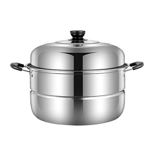 双层带盖不锈钢蒸锅大容量加厚汤锅蒸锅蒸笼上蒸下煮火锅蒸汤多用