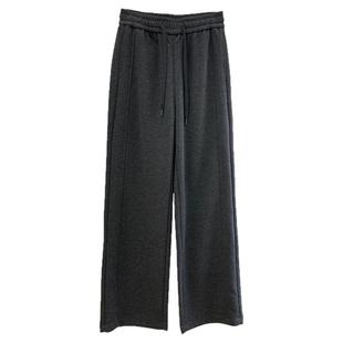 显瘦C位！羊毛呢休闲裤女双走线窄版直筒阔腿裤秋冬加绒高腰长裤