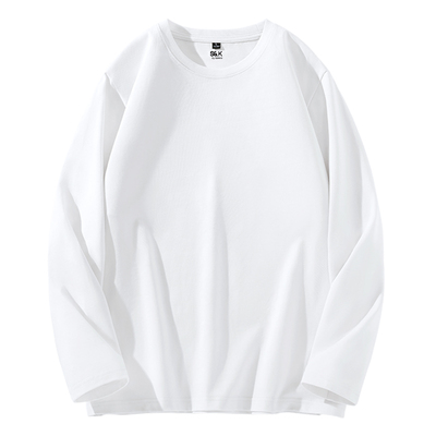 纯棉长袖男t恤白色秋冬重磅打底