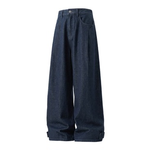 WASSUP明线设计原色牛仔裤男春秋美式复古直筒裤子水洗宽松阔腿裤