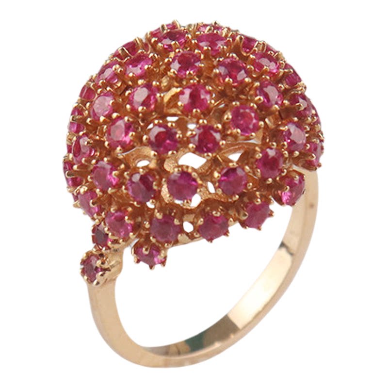 BRANDOFF花形群镶红宝石戒指