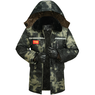 迷彩棉服男冬季加厚劳保服中长款