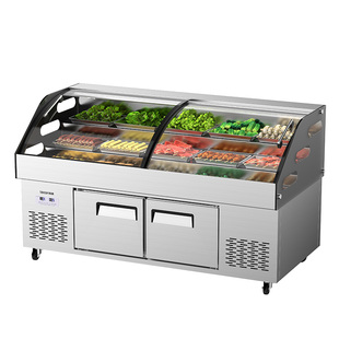 乐创台阶式展示柜冰柜商用冰台冷藏冷冻双温熟食海鲜柜阶梯点菜柜