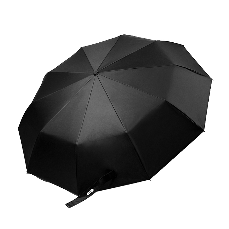 木弯勾防晒防风自动三折叠太阳伞男女士晴雨伞防紫外线黑胶遮阳伞