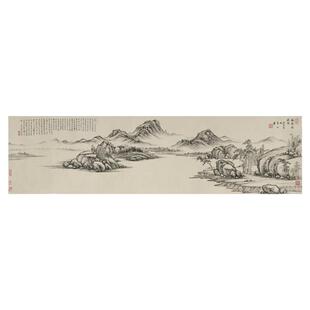 清项圣谟林泉高逸图纸本名家真迹高清微喷复制横幅山水风景画挂画