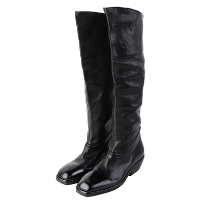 GLAS显瘦显腿长堆皱植鞣羊皮长靴