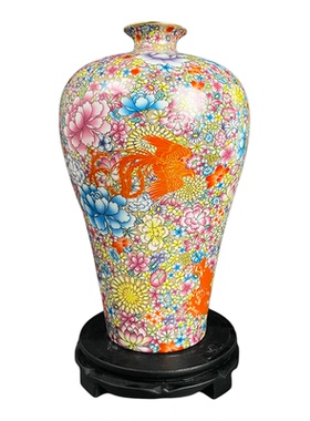 景德镇陶瓷花瓶摆件新中式珐琅彩大号描金高档送礼落地摆
