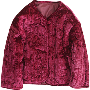 女童新中式丝绒国风夹棉外套秋冬装新款洋气中大儿童保暖新年棉服