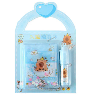 卡皮巴拉入油套装本流沙豆豆本兜兜本高颜值可爱迷你小本子随身口袋本小笔记本便携随身手账本ins风卡比吧啦