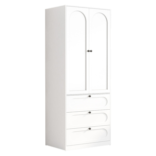 奶油风收纳柜钢制衣柜家用儿童无甲醛铁艺储物柜对开门卧室大衣柜