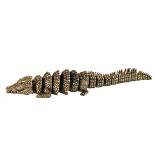 纯黄铜复古关节鳄鱼摆件茶座手把件装饰创意大鳄摆件把玩男女送礼