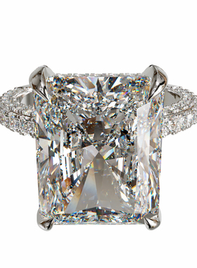 壹钻18K金祖母绿切割满镶戒指