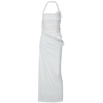 纯欲风挂脖抹胸网纱拼接连衣裙