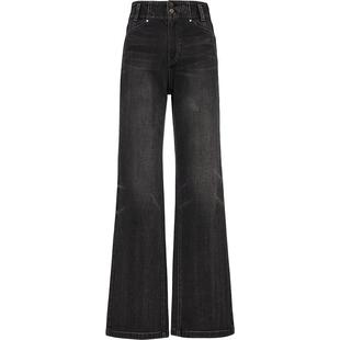 ONLY2025冬季新款复古磨白水洗裤线前移设计高腰直筒裤牛仔裤女