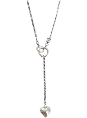 复古S925纯银爱心项链桃心圆珠链