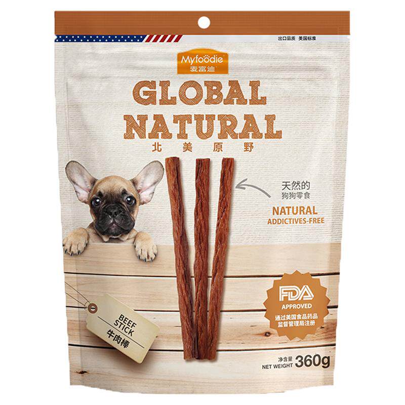 麦富迪牛肉棒狗狗零食360g泰迪狗贵宾牛肉条磨牙洁齿训犬互动奖励