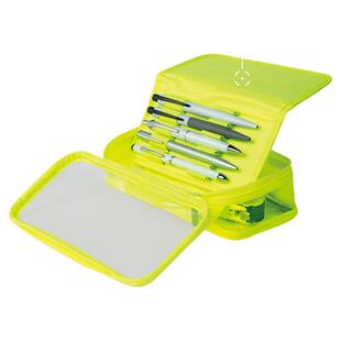 日本LIHIT LAB.喜利XCOA翻折透明笔袋大容量简约高颜值女孩男生文具盒铅笔袋学生考试用纯色ins风创意文具袋