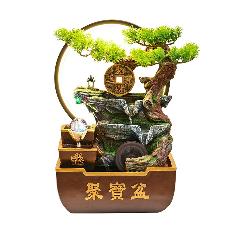 招财风水轮假山流水摆件循环水景