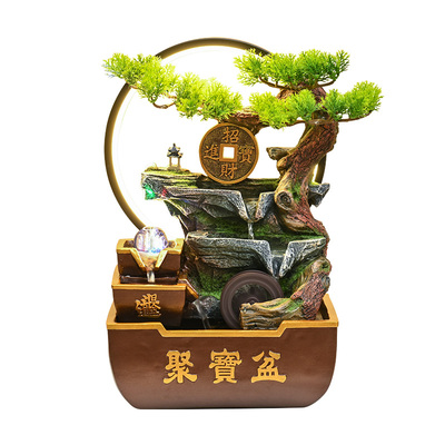 招财风水轮假山流水摆件循环水景