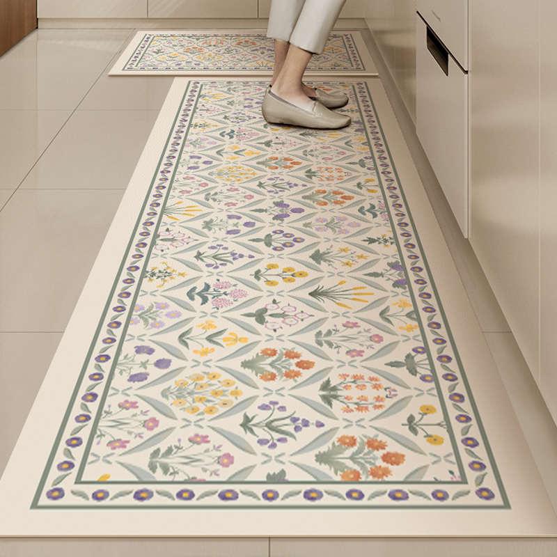 法式沫汐厨房皮革地垫防水防油免洗防滑门厅地毯可擦洗家用脚垫子