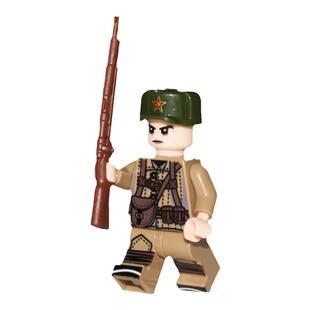 二战军事积木人仔德军苏军士兵人偶武器男孩益智拼装积木儿童玩具