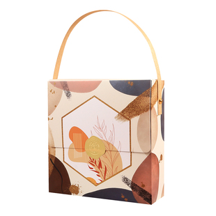 中秋月饼蛋黄酥包装盒子新款莫兰迪花草4/6粒广式冰皮送礼空盒袋