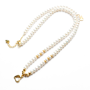 天然淡水珍珠吊坠挂链锁骨链手工金锁罗盘天子门生配链新中式配绳