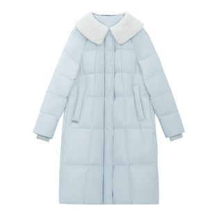 雪中飞长款羽绒服女款冬季2025新款韩版时尚好看羊羔毛领保暖外套